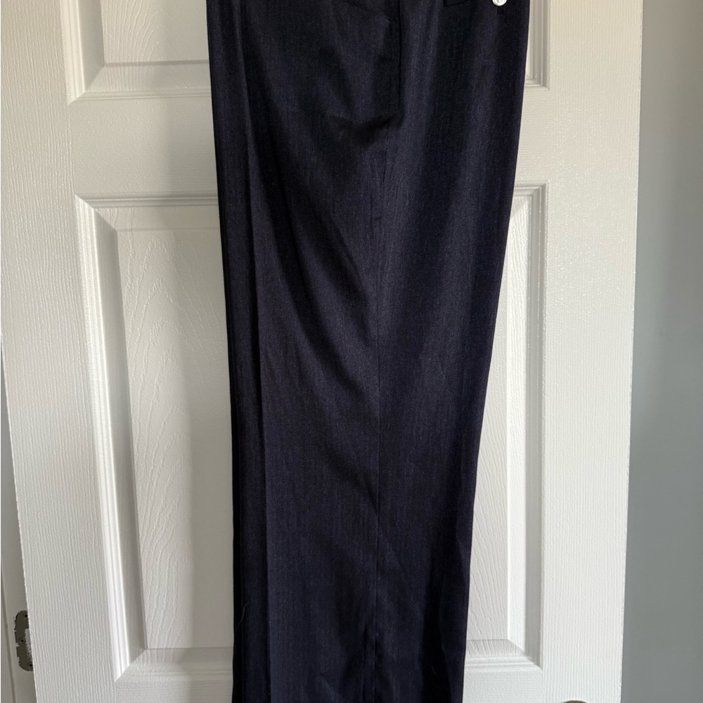 Navy/Black Tweed Dress Pants with Straight Leg Design